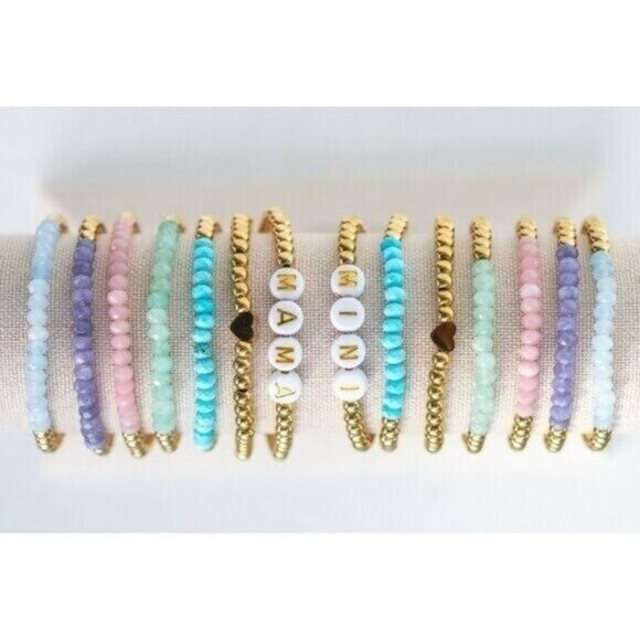 Pink Matching Bracelet for Mom and Daughter Bracelet Waterproof Gold Beaded - Picture 10 of 11